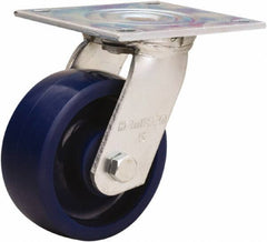 Hamilton - 5" Diam x 2" Wide x 6-1/2" OAH Top Plate Mount Swivel Caster - Polyurethane, 900 Lb Capacity, Sealed Precision Ball Bearing, 5 x 5-1/2" Plate - Apex Tool & Supply