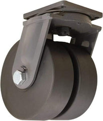 Hamilton - 12" Diam x 4" Wide x 15-1/2" OAH Top Plate Mount Dual Swivel Caster - Nylon, 16,000 Lb Capacity, Sealed Precision Ball Bearing, 8-1/2 x 8-1/2" Plate - Apex Tool & Supply