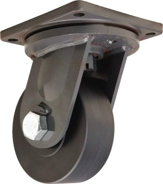 Hamilton - 8" Diam x 3" Wide x 11" OAH Top Plate Mount Swivel Caster - Nylon, 7,200 Lb Capacity, Precision Ball Bearing, 8-1/2 x 8-1/2" Plate - Apex Tool & Supply