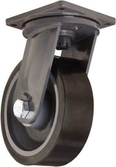 Hamilton - 12" Diam x 4" Wide x 15-1/2" OAH Top Plate Mount Swivel Caster - Polyurethane Mold on Forged Steel, 7,800 Lb Capacity, Tapered Roller Bearing, 8-1/2 x 8-1/2" Plate - Apex Tool & Supply