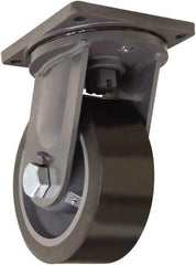 Hamilton - 10" Diam x 4" Wide x 13" OAH Top Plate Mount Swivel Caster - Polyurethane Mold on Forged Steel, 6,500 Lb Capacity, Tapered Roller Bearing, 8-1/2 x 8-1/2" Plate - Apex Tool & Supply
