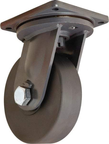 Hamilton - 10" Diam x 3" Wide x 13" OAH Top Plate Mount Swivel Caster - Nylon, 8,200 Lb Capacity, Precision Roller Ball Bearing, 8-1/2 x 8-1/2" Plate - Apex Tool & Supply