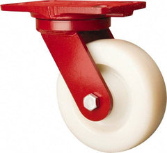 Hamilton - 6" Diam x 2" Wide x 7-3/4" OAH Top Plate Mount Swivel Caster - Nylon, Sealed Precision Ball Bearing, 4-1/2 x 6-1/2" Plate - Apex Tool & Supply