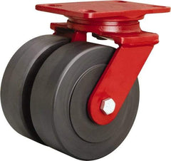 Hamilton - 6" Diam x 2" Wide x 7-3/4" OAH Top Plate Mount Swivel Caster - Nylon, 2,500 Lb Capacity, Sealed Precision Ball Bearing, 4-1/2 x 6-1/2" Plate - Apex Tool & Supply