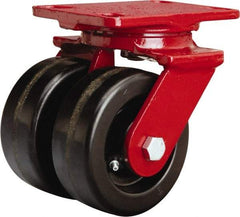 Hamilton - 5" Diam x 2" Wide x 6-3/4" OAH Top Plate Mount Swivel Caster - Phenolic, 2,000 Lb Capacity, Straight Roller Bearing, 4-1/2 x 6-1/2" Plate - Apex Tool & Supply