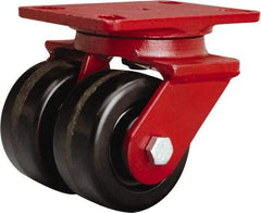 Hamilton - 4" Diam x 2" Wide x 5-5/8" OAH Top Plate Mount Swivel Caster - Phenolic, 1,600 Lb Capacity, Straight Roller Bearing, 4-1/2 x 6-1/2" Plate - Apex Tool & Supply