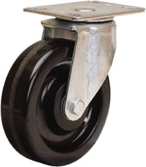 Hamilton - 5" Diam x 1-1/2" Wide x 6-1/16" OAH Top Plate Mount Swivel Caster - Phenolic, 400 Lb Capacity, Straight Roller Bearing, 3-1/8 x 4-1/8" Plate - Apex Tool & Supply