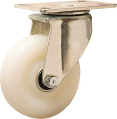 Hamilton - 4" Diam x 1-1/4" Wide x 5-3/8" OAH Top Plate Mount Swivel Caster - Nylon, 350 Lb Capacity, Ball Bearing, 3-1/8 x 4-1/8" Plate - Apex Tool & Supply
