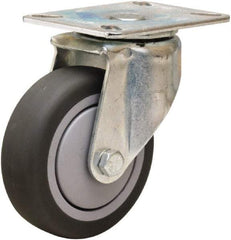 Hamilton - 4" Diam x 1-3/8" Wide x 5-1/16" OAH Top Plate Mount Swivel Caster - Rubber Mold on Polyolefin, 250 Lb Capacity, Precision Ball Bearing, 3-1/8 x 4-1/8" Plate - Apex Tool & Supply