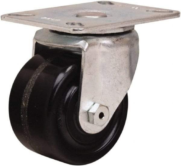 Hamilton - 3" Diam x 1-3/4" Wide x 4" OAH Top Plate Mount Swivel Caster - Phenolic, 400 Lb Capacity, Straight Roller Bearing, 3-1/8 x 4-1/8" Plate - Apex Tool & Supply