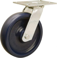 Hamilton - 8" Diam x 2" Wide x 9-1/2" OAH Top Plate Mount Swivel Caster - Polyurethane, 900 Lb Capacity, Sealed Precision Ball Bearing, 4-1/2 x 6-1/4" Plate - Apex Tool & Supply