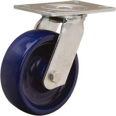 Hamilton - 6" Diam x 2" Wide x 7-1/2" OAH Top Plate Mount Swivel Caster - Polyurethane, 900 Lb Capacity, Sealed Precision Ball Bearing, 4-1/2 x 6-1/4" Plate - Apex Tool & Supply