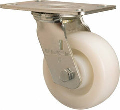 Hamilton - 5" Diam x 2" Wide x 6-1/2" OAH Top Plate Mount Swivel Caster - Nylon, 900 Lb Capacity, Sealed Precision Ball Bearing, 4-1/2 x 6-1/4" Plate - Apex Tool & Supply