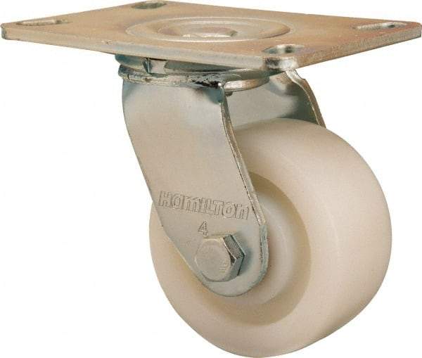 Hamilton - 4" Diam x 2" Wide x 5-5/8" OAH Top Plate Mount Swivel Caster - Nylon, 800 Lb Capacity, Sealed Precision Ball Bearing, 4-1/2 x 6-1/4" Plate - Apex Tool & Supply