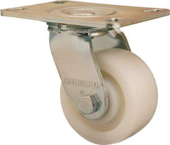 Hamilton - 4" Diam x 2" Wide x 5-5/8" OAH Top Plate Mount Swivel Caster - Nylon, 800 Lb Capacity, Sealed Precision Ball Bearing, 4-1/2 x 6-1/4" Plate - Apex Tool & Supply