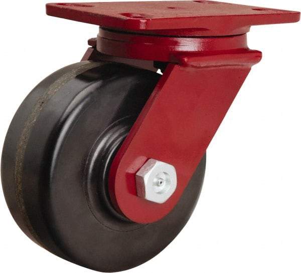 Hamilton - 6" Diam x 2-1/2" Wide x 7-1/2" OAH Top Plate Mount Swivel Caster - Phenolic, 1,800 Lb Capacity, Straight Roller Bearing, 4-1/2 x 6-1/2" Plate - Apex Tool & Supply