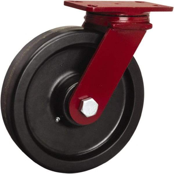 Hamilton - 10" Diam x 2-1/2" Wide x 11-1/2" OAH Top Plate Mount Swivel Caster - Phenolic, 2,200 Lb Capacity, Straight Roller Bearing, 4-1/2 x 6-1/2" Plate - Apex Tool & Supply