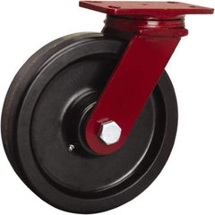 Hamilton - 10" Diam x 2-1/2" Wide x 11-1/2" OAH Top Plate Mount Swivel Caster - Phenolic, 2,200 Lb Capacity, Straight Roller Bearing, 4-1/2 x 6-1/2" Plate - Apex Tool & Supply