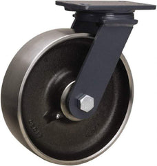 Hamilton - 10" Diam x 3" Wide x 12-1/16" OAH Top Plate Mount Swivel Caster - Forged Steel, 2,400 Lb Capacity, Sealed Precision Ball Bearing, 4-1/2 x 6-1/2" Plate - Apex Tool & Supply