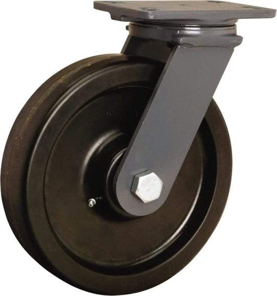 Hamilton - 10" Diam x 2-1/2" Wide x 12-1/16" OAH Top Plate Mount Swivel Caster - Phenolic, 2,400 Lb Capacity, Tapered Roller Bearing, 4-1/2 x 6-1/2" Plate - Apex Tool & Supply