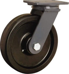 Hamilton - 10" Diam x 2-1/2" Wide x 12-1/16" OAH Top Plate Mount Swivel Caster - Phenolic, 2,400 Lb Capacity, Tapered Roller Bearing, 4-1/2 x 6-1/2" Plate - Apex Tool & Supply
