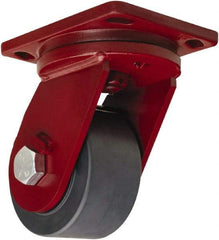 Hamilton - 6" Diam x 3" Wide x 8-1/2" OAH Top Plate Mount Swivel Caster - Nylon, 5,000 Lb Capacity, Sealed Precision Ball Bearing, 6-1/2 x 7-1/2" Plate - Apex Tool & Supply