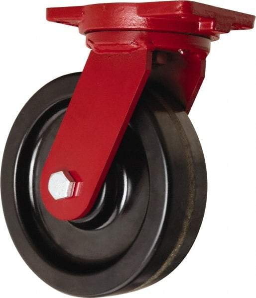 Hamilton - 10" Diam x 3" Wide x 12-1/2" OAH Top Plate Mount Swivel Caster - Phenolic, 2,900 Lb Capacity, Tapered Roller Bearing, 6-1/8 x 7-1/2" Plate - Apex Tool & Supply