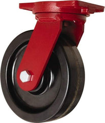 Hamilton - 10" Diam x 3" Wide x 12-1/2" OAH Top Plate Mount Swivel Caster - Phenolic, 2,900 Lb Capacity, Straight Roller Bearing, 6-1/8 x 7-1/2" Plate - Apex Tool & Supply