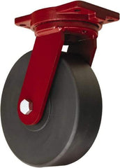 Hamilton - 10" Diam x 3" Wide x 12-1/2" OAH Top Plate Mount Swivel Caster - Nylon, 5,000 Lb Capacity, Sealed Precision Ball Bearing, 6-1/8 x 7-1/2" Plate - Apex Tool & Supply