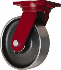 Hamilton - 10" Diam x 3" Wide x 12-1/2" OAH Top Plate Mount Swivel Caster - Forged Steel, 4,000 Lb Capacity, Sealed Precision Ball Bearing, 6-1/8 x 7-1/2" Plate - Apex Tool & Supply