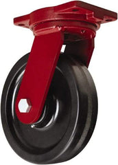 Hamilton - 10" Diam x 2-1/2" Wide x 12-1/2" OAH Top Plate Mount Swivel Caster - Phenolic, 2,500 Lb Capacity, Straight Roller Bearing, 6-1/8 x 7-1/2" Plate - Apex Tool & Supply