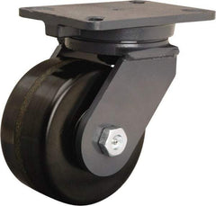 Hamilton - 6" Diam x 3" Wide x 8" OAH Top Plate Mount Swivel Caster - Phenolic, 2,000 Lb Capacity, Tapered Roller Bearing, 5-1/4 x 7-1/4" Plate - Apex Tool & Supply