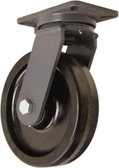 Hamilton - 10" Diam x 2-1/2" Wide x 12-1/2" OAH Top Plate Mount Swivel Caster - Phenolic, 2,500 Lb Capacity, Tapered Roller Bearing, 5-1/4 x 7-1/4" Plate - Apex Tool & Supply
