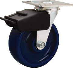 Hamilton - 6" Diam x 2" Wide x 7-1/2" OAH Top Plate Mount Swivel Caster - Polyurethane, 850 Lb Capacity, Precision Ball Bearing, 4 x 4-1/2" Plate - Apex Tool & Supply