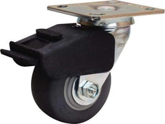 Hamilton - 4" Diam x 2" Wide x 5-5/8" OAH Top Plate Mount Swivel Caster - Rubber Mold on Polyolefin, 300 Lb Capacity, Straight Roller Bearing, 4 x 4-1/2" Plate - Apex Tool & Supply