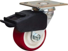 Hamilton - 4" Diam x 2" Wide x 5-5/8" OAH Top Plate Mount Swivel Caster - Polyurethane Mold on Polypropylene, 750 Lb Capacity, Straight Roller Bearing, 4 x 4-1/2" Plate - Apex Tool & Supply