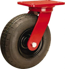 Hamilton - 8" Diam, Rubber Swivel Caster - 330 Lb Capacity, Top Plate Mount, 4-1/2" x 6-1/2" Plate, Sealed Precision Ball Bearing - Apex Tool & Supply