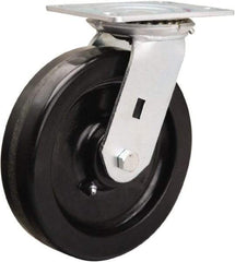 Hamilton - 8" Diam x 2" Wide x 9-1/2" OAH Top Plate Mount Swivel Caster - Phenolic, 1,400 Lb Capacity, Straight Roller Bearing, 4-1/2 x 6-1/4" Plate - Apex Tool & Supply