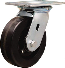 Hamilton - 6" Diam x 2" Wide x 7-1/2" OAH Top Plate Mount Swivel Caster - Phenolic, 1,200 Lb Capacity, Straight Roller Bearing, 4-1/2 x 6-1/4" Plate - Apex Tool & Supply