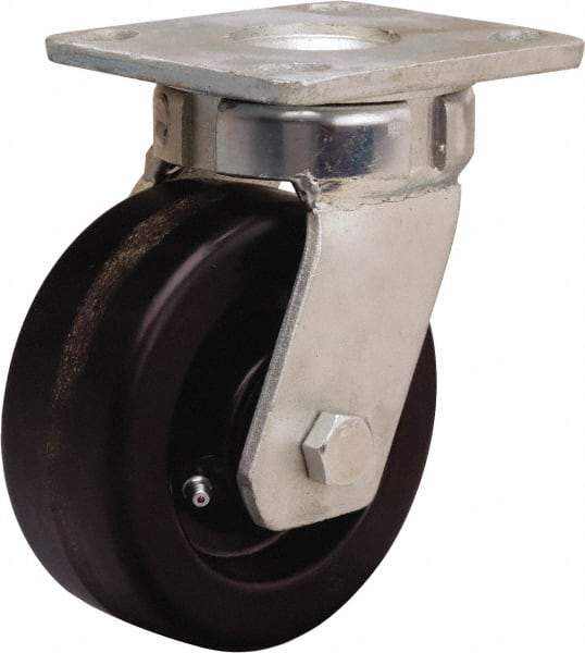 Hamilton - 5" Diam x 2" Wide x 7" OAH Top Plate Mount Swivel Caster - Phenolic, 1,000 Lb Capacity, Straight Roller Bearing, 4 x 4-1/2" Plate - Apex Tool & Supply