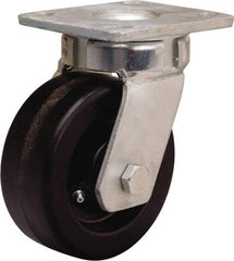 Hamilton - 5" Diam x 2" Wide x 7" OAH Top Plate Mount Swivel Caster - Phenolic, 1,000 Lb Capacity, Straight Roller Bearing, 4 x 4-1/2" Plate - Apex Tool & Supply