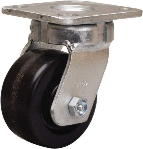 Hamilton - 4" Diam x 2" Wide x 5-5/8" OAH Top Plate Mount Swivel Caster - Phenolic, 800 Lb Capacity, Straight Roller Bearing, 4 x 4-1/2" Plate - Apex Tool & Supply