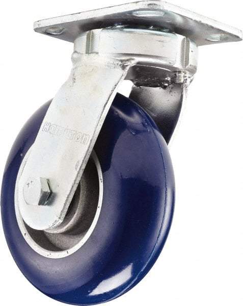Hamilton - 5" Diam x 2" Wide x 7" OAH Top Plate Mount Swivel Caster - Polyolefin, Delrin Bearing, 4 x 4-1/2" Plate - Apex Tool & Supply