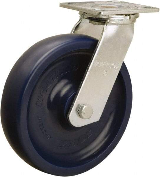 Hamilton - 8" Diam x 2" Wide x 9-1/2" OAH Top Plate Mount Swivel Caster - Polyurethane, 900 Lb Capacity, Sealed Precision Ball Bearing, 4 x 4-1/2" Plate - Apex Tool & Supply