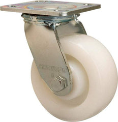 Hamilton - 5" Diam x 2" Wide x 6-1/2" OAH Top Plate Mount Swivel Caster - Nylon, 900 Lb Capacity, Sealed Precision Ball Bearing, 4 x 4-1/2" Plate - Apex Tool & Supply