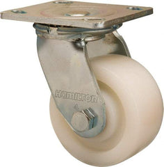 Hamilton - 4" Diam x 2" Wide x 5-5/8" OAH Top Plate Mount Swivel Caster - Nylon, 800 Lb Capacity, Sealed Precision Ball Bearing, 4 x 4-1/2" Plate - Apex Tool & Supply