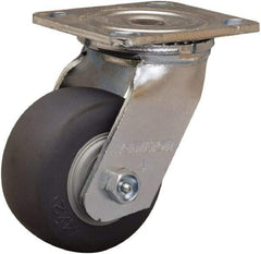 Hamilton - 4" Diam x 2" Wide x 5-5/8" OAH Top Plate Mount Swivel Caster - Rubber Mold on Polyolefin, 300 Lb Capacity, Straight Roller Bearing, 4 x 4-1/2" Plate - Apex Tool & Supply