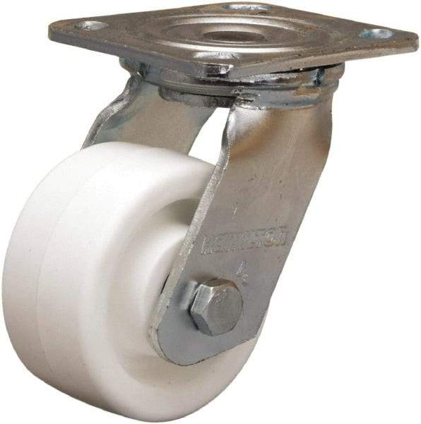 Hamilton - 4" Diam x 2" Wide x 5-5/8" OAH Top Plate Mount Swivel Caster - Polyolefin, 550 Lb Capacity, Delrin Bearing, 4 x 4-1/2" Plate - Apex Tool & Supply