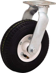 Hamilton - 8" Diam, Rubber Swivel Caster - 320 Lb Capacity, Top Plate Mount, 4" x 4-1/2" Plate, Precision Ball Bearing - Apex Tool & Supply