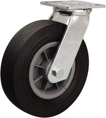 Hamilton - 8" Diam x 2-1/2" Wide, Rubber Swivel Caster - 400 Lb Capacity, Top Plate Mount, 4" x 4-1/2" Plate, Ball Bearing - Apex Tool & Supply